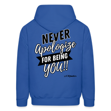 Load image into Gallery viewer, Never Apologize Hoodie (White) - royal blue
