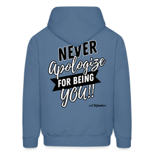 Load image into Gallery viewer, Never Apologize Hoodie (White) - denim blue