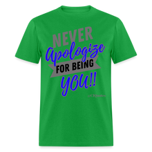 Load image into Gallery viewer, Never Apologize Unisex Classic T-Shirt - bright green