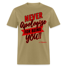 Load image into Gallery viewer, Never Apologize Unisex Classic T-Shirt (Red) - khaki