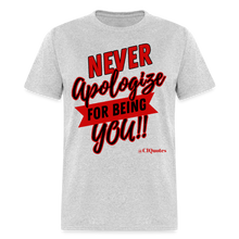 Load image into Gallery viewer, Never Apologize Unisex Classic T-Shirt (Red) - heather gray