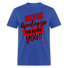 Load image into Gallery viewer, Never Apologize Unisex Classic T-Shirt (Red) - royal blue