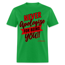 Load image into Gallery viewer, Never Apologize Unisex Classic T-Shirt (Red) - bright green