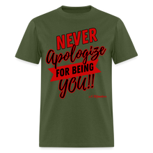 Load image into Gallery viewer, Never Apologize Unisex Classic T-Shirt (Red) - military green