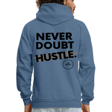 Load image into Gallery viewer, Never Doubt Hoodie (Black Print) - denim blue