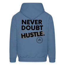 Load image into Gallery viewer, Never Doubt Hoodie (Black Print) - denim blue