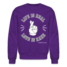 Load image into Gallery viewer, Life Is Real Crewneck Sweatshirt (Gray) - purple