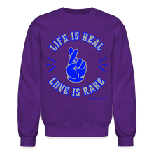 Load image into Gallery viewer, Life Is Real Crewneck Sweatshirt (Blue/Gray) - purple