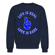 Load image into Gallery viewer, Life Is Real Crewneck Sweatshirt (Blue/Gray) - navy
