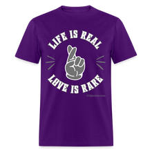 Load image into Gallery viewer, Life &amp; Love Unisex Classic T-Shirt (Grey Print) - purple
