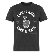 Load image into Gallery viewer, Life &amp; Love Unisex Classic T-Shirt (Grey Print) - heather black
