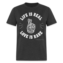 Load image into Gallery viewer, Life & Love Unisex Classic T-Shirt (Grey Print) - heather black
