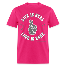 Load image into Gallery viewer, Life &amp; Love Unisex Classic T-Shirt (Grey Print) - fuchsia
