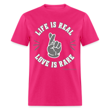 Load image into Gallery viewer, Life & Love Unisex Classic T-Shirt (Grey Print) - fuchsia