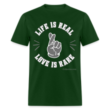 Load image into Gallery viewer, Life &amp; Love Unisex Classic T-Shirt (Grey Print) - forest green
