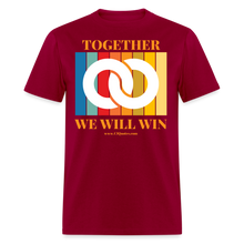 Load image into Gallery viewer, Together Unisex Classic T-Shirt (White Centerpiece) - dark red