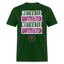 Load image into Gallery viewer, Motivated Unisex Classic T-Shirt (Pink Print) - forest green