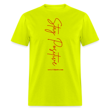 Load image into Gallery viewer, Stay Positive Unisex Classic T-Shirt (Red Print) - safety green