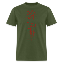 Load image into Gallery viewer, Stay Positive Unisex Classic T-Shirt (Red Print) - military green