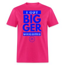 Load image into Gallery viewer, Bigger Dreams Unisex Classic T-Shirt (Blue Print) - fuchsia
