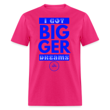 Load image into Gallery viewer, Bigger Dreams Unisex Classic T-Shirt (Blue Print) - fuchsia