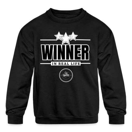 Winner In Real Life Kids' Crewneck Sweatshirt - black