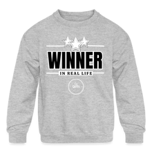 Load image into Gallery viewer, Winner In Real Life Kids' Crewneck Sweatshirt - heather gray