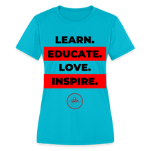 Load image into Gallery viewer, Learn & Educate Women's Dri-Fit Performance T-Shirt - turquoise