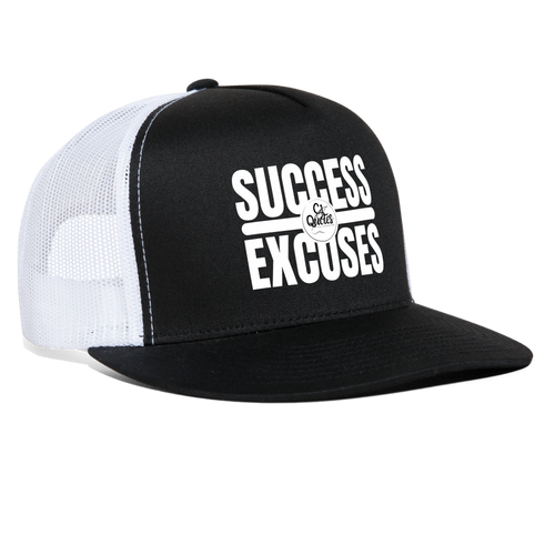 Success Over Excuses Trucker Hat (White Print) - black/white