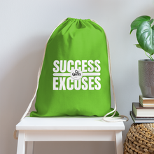 Load image into Gallery viewer, Success Over Excuses Cotton Drawstring Bag (White Print) - clover
