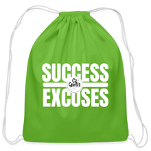 Load image into Gallery viewer, Success Over Excuses Cotton Drawstring Bag (White Print) - clover