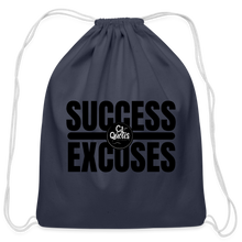 Load image into Gallery viewer, Success Over Excuses Cotton Drawstring Bag (Black Print) - navy