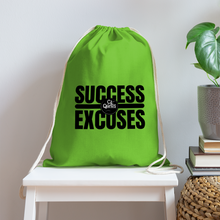 Load image into Gallery viewer, Success Over Excuses Cotton Drawstring Bag (Black Print) - clover