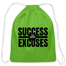 Load image into Gallery viewer, Success Over Excuses Cotton Drawstring Bag (Black Print) - clover