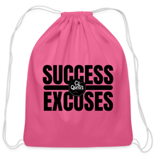 Load image into Gallery viewer, Success Over Excuses Cotton Drawstring Bag (Black Print) - pink