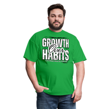 Load image into Gallery viewer, Growth Over Habits Unisex Classic T-Shirt (White Print) - bright green
