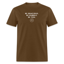 Load image into Gallery viewer, Be Gracious Unisex Classic T-Shirt (White Print) T-Shirt - brown

