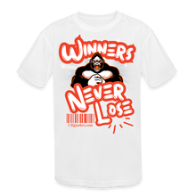 Load image into Gallery viewer, Winner&#39;s Never Lose Kids&#39; Moisture Wicking Performance T-Shirt - white

