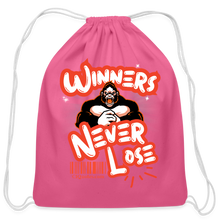 Load image into Gallery viewer, Winners Never Lose Cotton Drawstring Bag - pink
