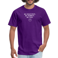 Load image into Gallery viewer, Be Gracious Unisex Classic T-Shirt (White Print) T-Shirt - purple
