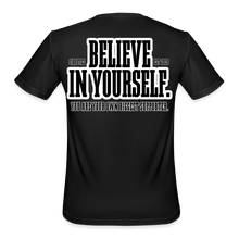 Load image into Gallery viewer, Believe Moisture Wicking Performance T-Shirt (Black Print) - black
