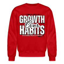 Load image into Gallery viewer, Growth Over Habits Crewneck Sweatshirt (Black Print) - red
