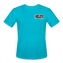 Load image into Gallery viewer, Believe Moisture Wicking Performance T-Shirt (Black Print) - turquoise
