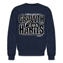 Load image into Gallery viewer, Growth Over Habits Crewneck Sweatshirt (Black Print) - navy
