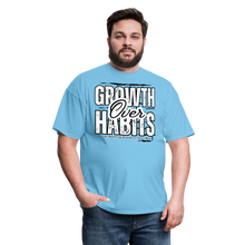 Load image into Gallery viewer, Growth Over Habits Unisex Classic T-Shirt (White Print) - aquatic blue
