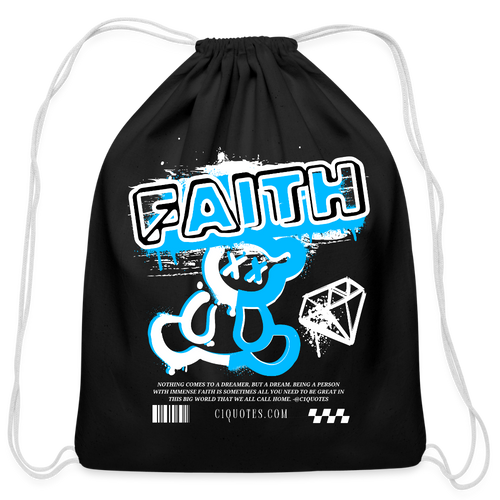 Faith Cotton Drawstring Bag - black