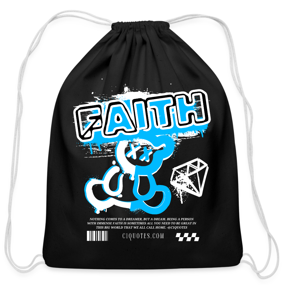 Faith Cotton Drawstring Bag - black