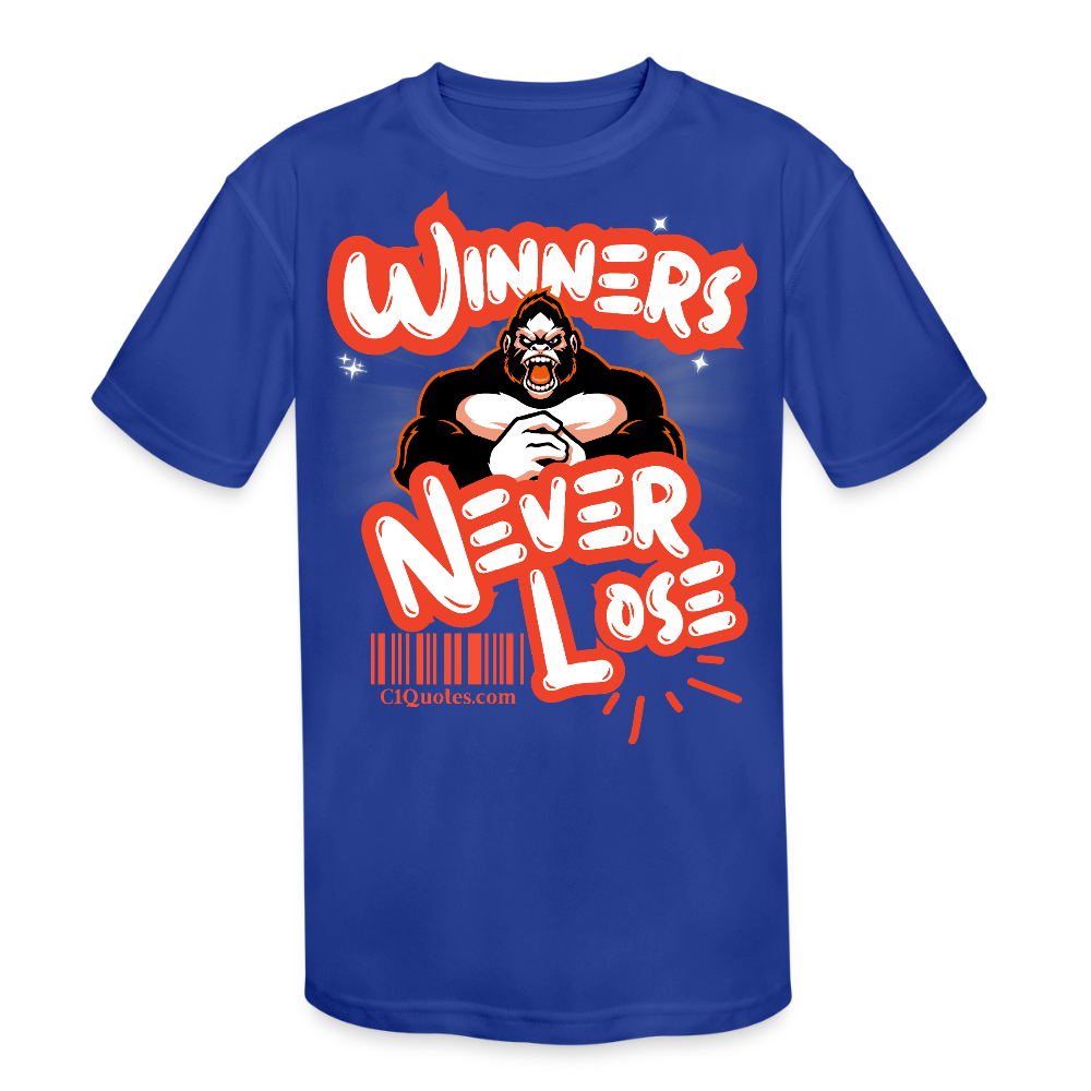 Winner's Never Lose Kids' Moisture Wicking Performance T-Shirt - royal blue