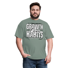 Load image into Gallery viewer, Growth Over Habits Unisex Classic T-Shirt (White Print) - sage
