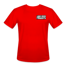 Load image into Gallery viewer, Believe Moisture Wicking Performance T-Shirt (White Print) - red
